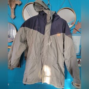 Columbia Men's Gray and Black Hooded Ski Jacket